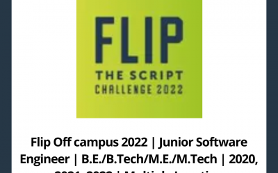 Flip Off campus 2022 | Junior Software Engineer | B.E./B.Tech/M.E./M.Tech | 2020, 2021, 2022 | Multiple Location