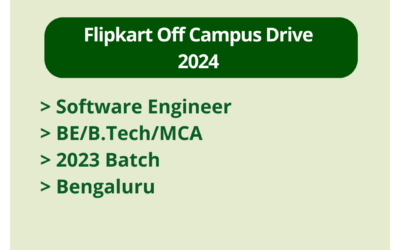 Flipkart Off Campus Drive 2024 | Software Engineer | BE/B.Tech/MCA | 2023 Batch | Bengaluru