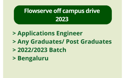 Flowserve off campus drive 2023 | Applications Engineer | Any Graduates/ Post Graduates | 2022/2023 Batch | Bengaluru
