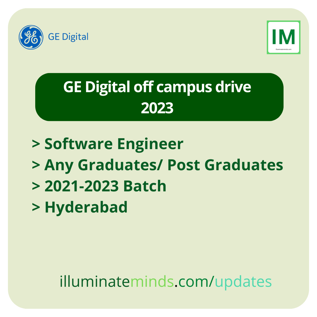 GE Digital off campus drive 2023 | Software Engineer | Any Graduates ...