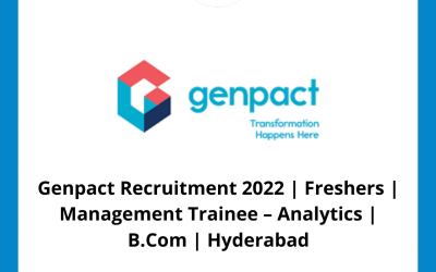 Genpact Recruitment 2022 | Freshers | Management Trainee – Analytics | B.Com | Hyderabad