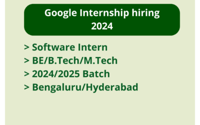 Google Internship hiring 2024 | Software Intern | BE/B.Tech/M.Tech | 2024/2025 Batch | Bengaluru/Hyderabad