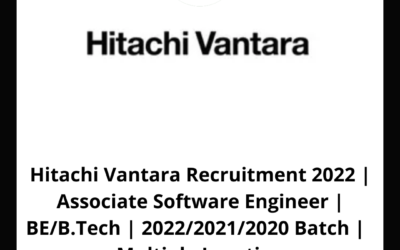 Hitachi Vantara Recruitment 2022 | Associate Software Engineer | BE/B.Tech | 2022/2021/2020 Batch | Multiple Location