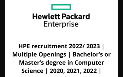 HPE recruitment 2022/ 2023 | Multiple Openings | Bachelor’s or Master’s degree in Computer Science | 2020, 2021, 2022 | Bangalore