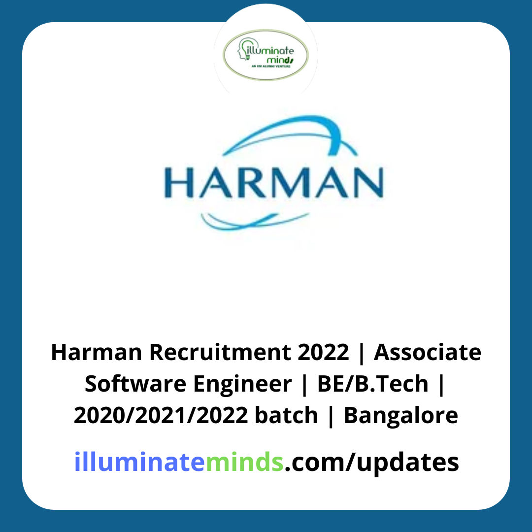 Harman Recruitment 2022 Associate Software Engineer BE B Tech 