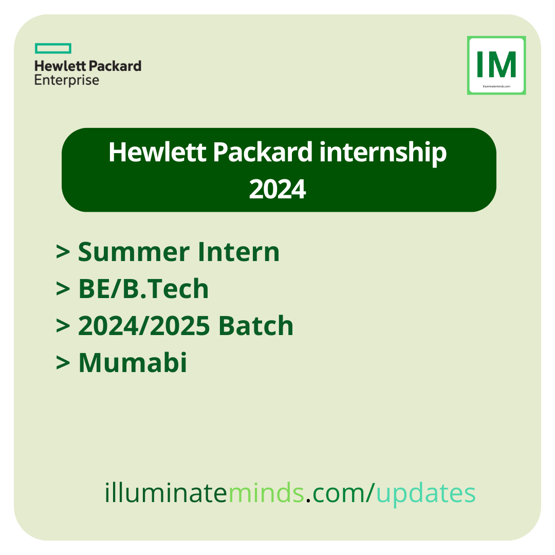 Hewlett Packard internship 2024 Summer Intern BE/B.Tech 2024/2025