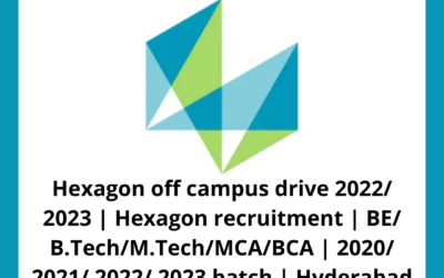 Hexagon off campus drive 2022/ 2023 | Hexagon recruitment | BE/ B.Tech/M.Tech/MCA/BCA | 2020/ 2021/ 2022/ 2023 batch | Hyderabad
