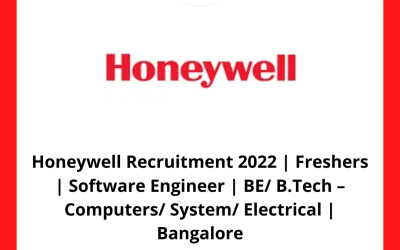 Honeywell Recruitment 2022 | Freshers | Software Engineer | BE/ B.Tech – Computers/ System/ Electrical | Bangalore