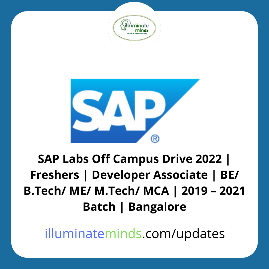 SAP Labs Off Campus Drive 2022 | Freshers | Developer Associate | BE/ B ...