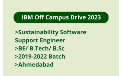 IBM Off Campus Drive 2023 | Freshers | Sustainability Software Support Engineer | BE/ B.Tech/ B.Sc | 2019 – 2022 Batch | Ahmedabad