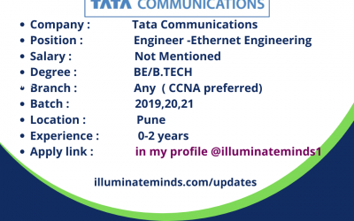 Tata Communications Off Campus Drive 2021 | Freshers | Engineer | BE/ B.Tech | Pune