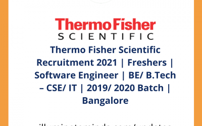 Thermo Fisher Scientific Recruitment 2021 | Freshers | Software Engineer | BE/ B.Tech | Bangalore