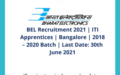 BEL Recruitment 2021 | ITI Apprentices | Bangalore | Last Date: 30th June 2021
