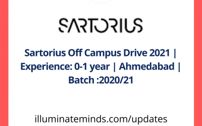Sartorius Off Campus Drive 2021 | Experience: 0-1 year | Ahmedabad | Batch :2020/21 | Off Campus
