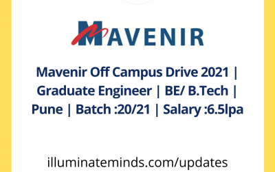 Mavenir Off Campus Drive 2021 | Graduate Engineer | BE/ B.Tech | Pune | Batch :20/21 | Salary :6.5lpa | Off Campus