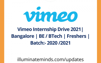 Vimeo Internship Drive 2021| Bangalore | BE / BTech | Freshers | Batch:- 2020 /2021 | Off Campus
