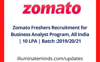 Zomato Freshers Recruitment for Business Analyst Program, All India | 10 LPA | Batch :2019/20/21 | Off Campus