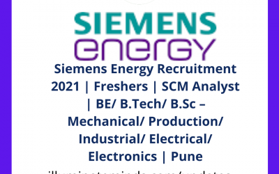 Siemens Energy Recruitment 2021 | Freshers | SCM Analyst | BE/ B.Tech/ B.Sc | Pune