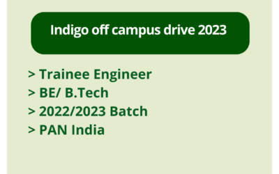 Indigo off campus drive 2023 | Trainee Engineer | BE/ B.Tech | 2022/2023 Batch | PAN India