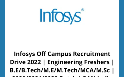 Infosys Off Campus Recruitment Drive 2022 | Engineering Freshers | B.E/B.Tech/M.E/M.Tech/MCA/M.Sc | 2020/2021/2022 Batch | PAN India
