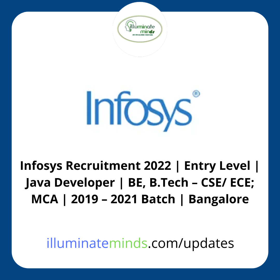 Infosys Recruitment 2022 Entry Level Java Developer BE, B.Tech