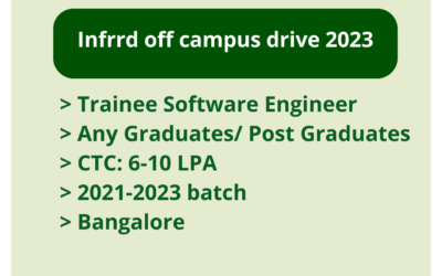 Infrrd off campus drive 2023 | Trainee Software Engineer | Any Graduates/ Post Graduates | CTC: 6-10 LPA | 2021-2023 batch | Bangalore