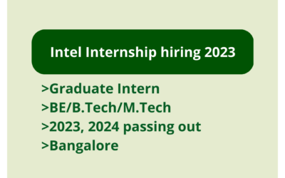 Intel Internship hiring 2023 | Graduate Intern | BE/B.Tech/M.Tech | 2023/2024 passing out | Bangalore