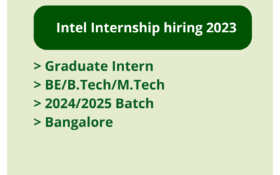 Intel Internship hiring 2023 | Graduate Intern | BE/B.Tech/M.Tech | 2024/2025 Batch | Bangalore