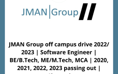 JMAN Group off campus drive 2022/ 2023 | Software Engineer | BE/B.Tech, ME/M.Tech, MCA | 2020, 2021, 2022, 2023 passing out | Chennai