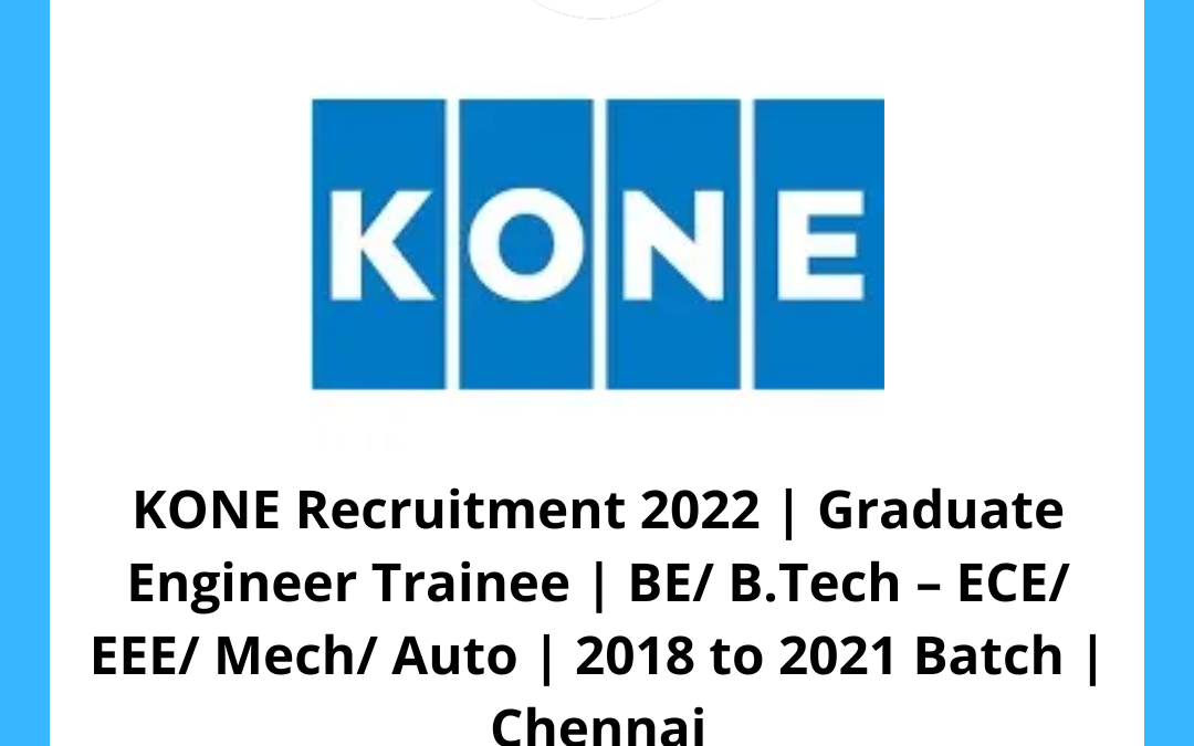 KONE Recruitment 2022