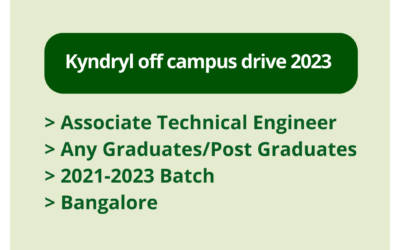 Kyndryl off campus drive 2023 | Associate Technical Engineer | Any Graduates/Post Graduates | 2021-2023 Batch | Bangalore