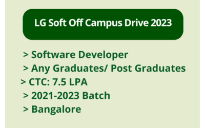 LG Soft Off Campus Drive 2023 | Software Developer | Any Graduates/ Post Graduates | CTC: 7.5 LPA | 2021-2023 Batch | Bangalore