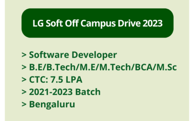LG Soft Off Campus Drive 2023 | Software Developer | B.E/B.Tech/M.E/M.Tech/BCA/M.Sc | CTC: 7.5 LPA | 2021-2023 Batch | Bengaluru
