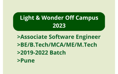 Light & Wonder Off Campus 2023 | Associate Software Engineer | BE/B.Tech/MCA/ME/M.Tech | 2019-2022 Batch | Pune