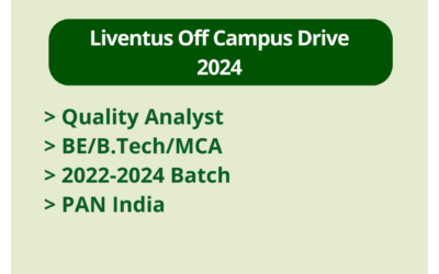 Liventus Off Campus Drive 2024 | Quality Analyst | BE/B.Tech/MCA | 2022-2024 Batch | PAN India