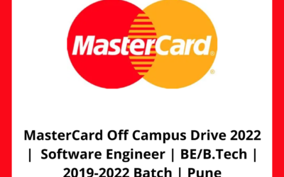 MasterCard Off Campus Drive 2022 | Software Engineer | BE/B.Tech | 2019-2022 Batch | Pune