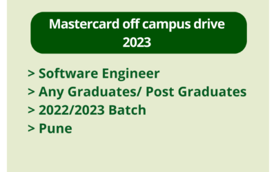 Mastercard off campus drive 2023 | Software Engineer | Any Graduates/ Post Graduates | 2022/2023 Batch | Pune