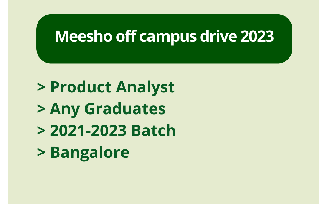 Meesho off campus drive 2023 | Product Analyst | Any Graduates | 2021-2023 Batch | Bangalore