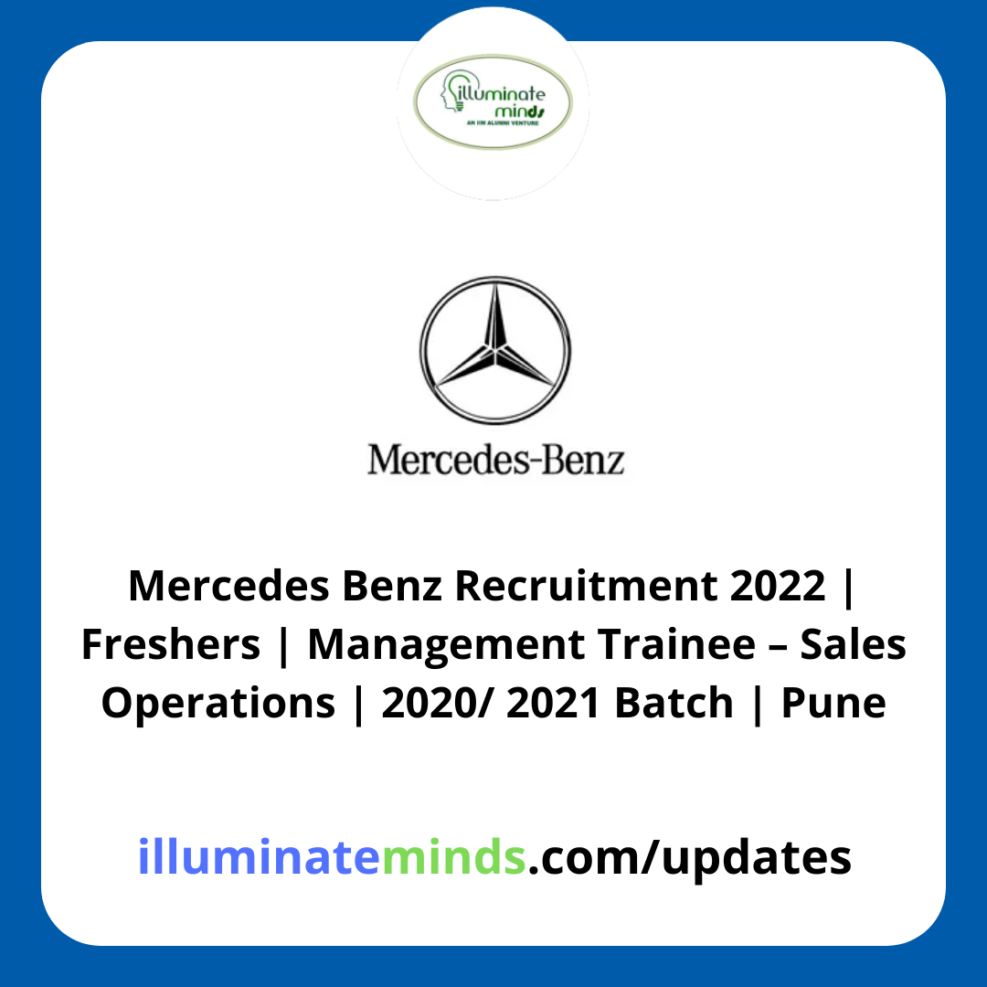 Mercedes Benz Recruitment 2022 Freshers Management Trainee Sales