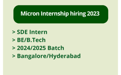 Micron Internship hiring 2023 | SDE Intern | BE/B.Tech | 2024/2025 Batch | Bangalore/Hyderabad