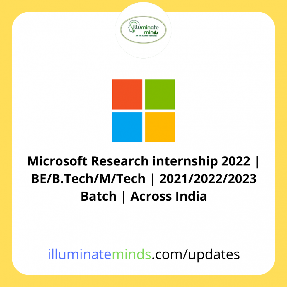 Microsoft Research internship 2022 BE/B.Tech/M.Tech 2021, 2022