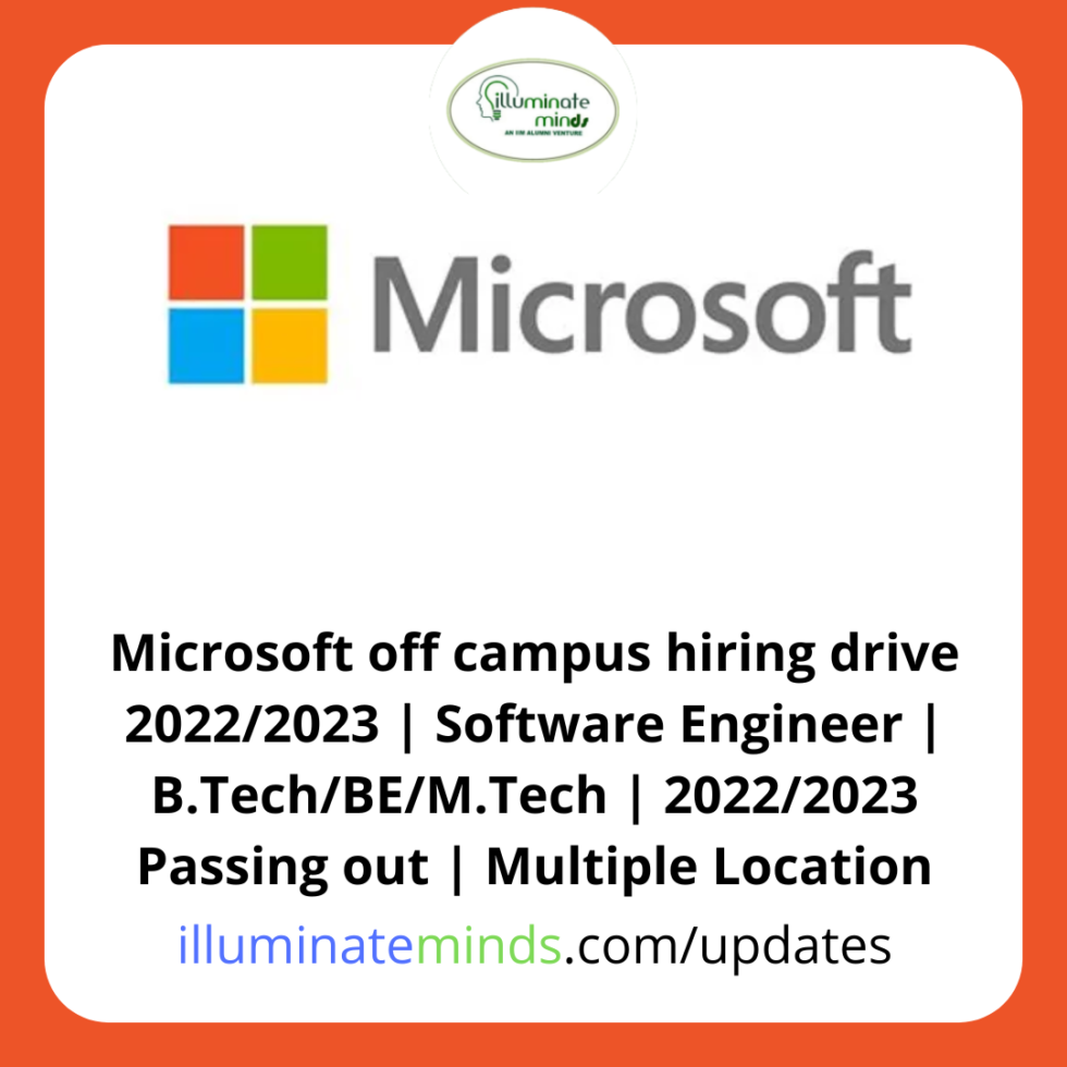 Microsoft off campus hiring drive 2022/2023 | Software Engineer | B ...