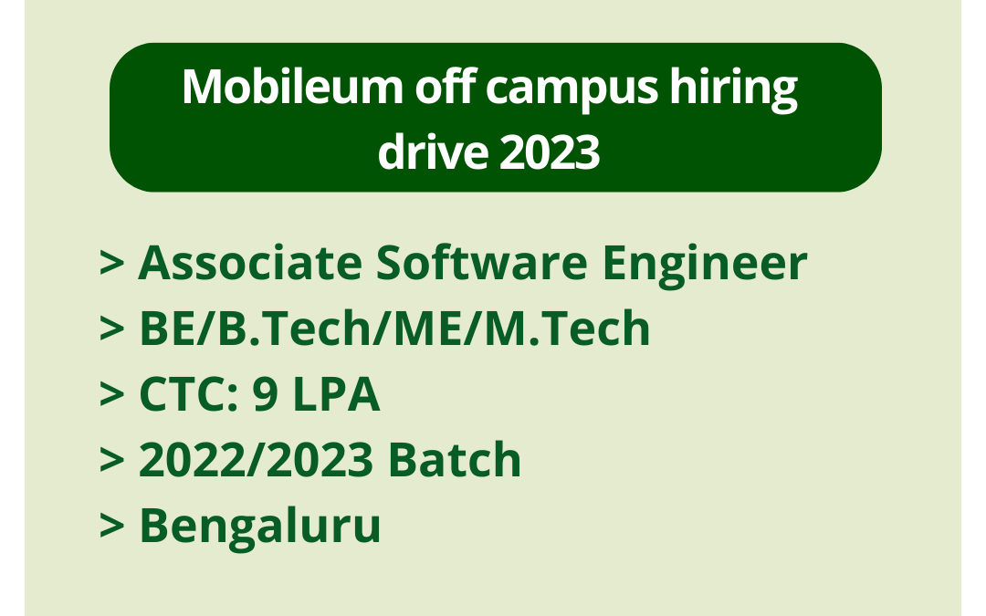 Mobileum off campus hiring drive 2023