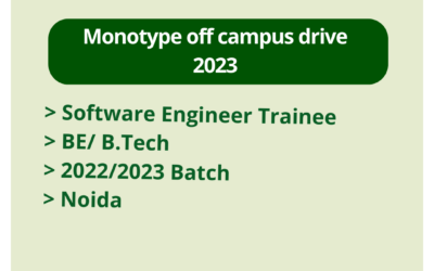 Monotype off campus drive 2023 | Software Engineer Trainee | BE/ B.Tech | 2022/2023 Batch | Noida
