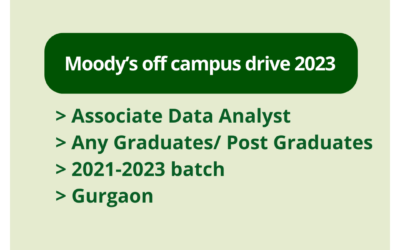 Moody’s off campus drive 2023 | Associate Data Analyst | Any Graduates/ Post Graduates | 2021-2023 batch | Gurgaon