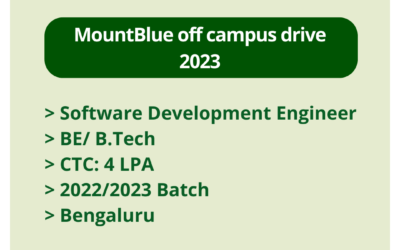 MountBlue off campus drive 2023 | Software Development Engineer | BE/ B.Tech | CTC: 4 LPA | 2022/2023 Batch | Bengaluru