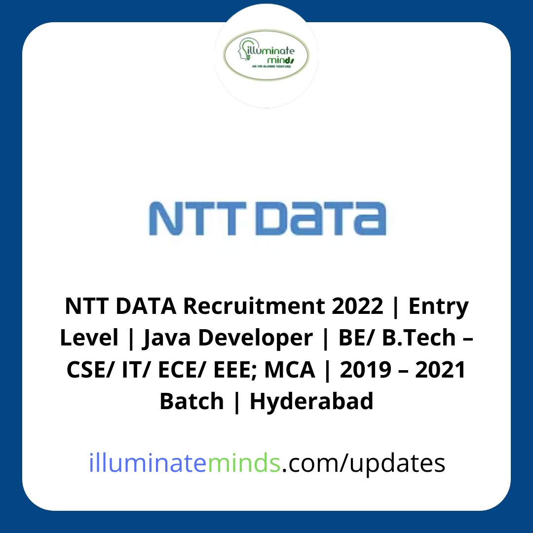 NTT DATA Recruitment 2022 | Entry Level | Java Developer | BE/ B.Tech ...