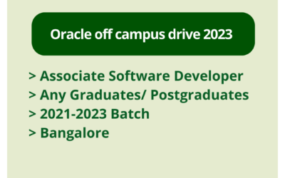 Oracle off campus drive 2023 | Associate Software Developer | Any Graduates/ Postgraduates | 2021-2023 Batch | Bangalore