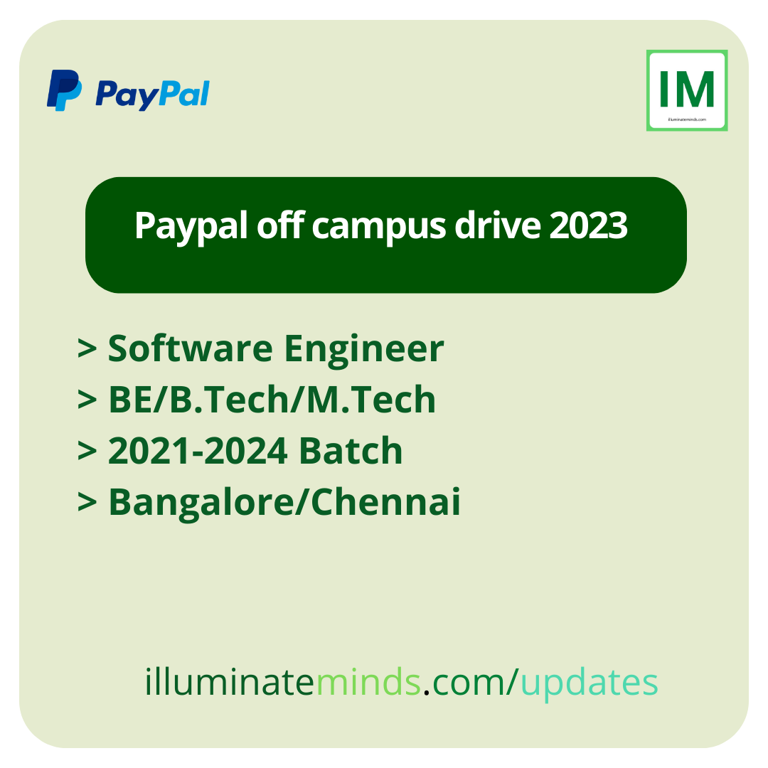 Paypal off campus drive 2023 | Software Engineer | BE/B.Tech/M.Tech ...
