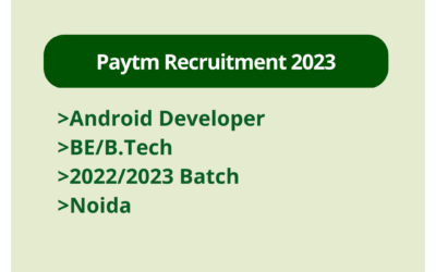 Paytm Recruitment 2023 | Android Developer | BE/B.Tech | 2022/2023 Batch | Noida